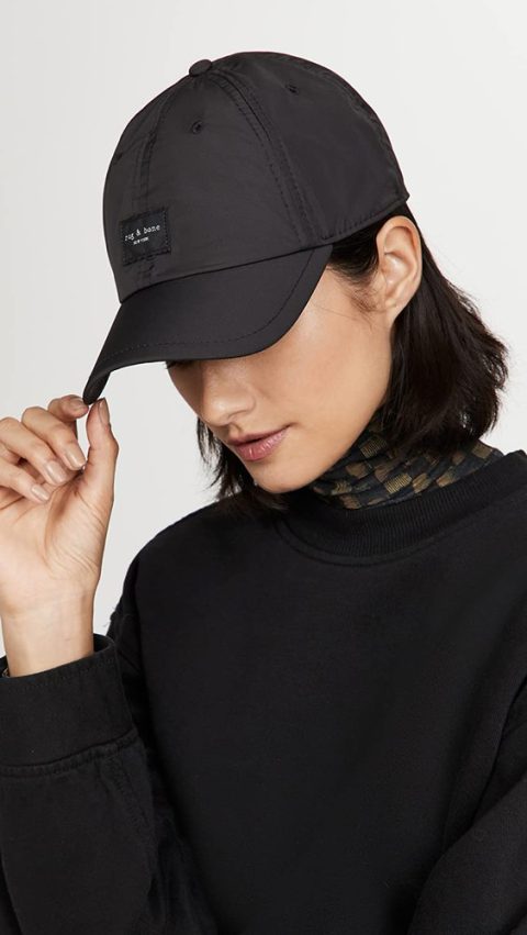 rag & bone Women’s Addison Baseball Cap, Black, One Size
