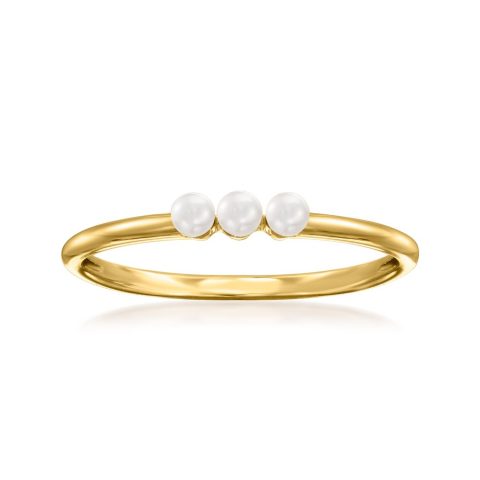 RS Pure by Ross-Simons 2-2.5mm Cultured Pearl Trio Ring in 14kt Yellow Gold