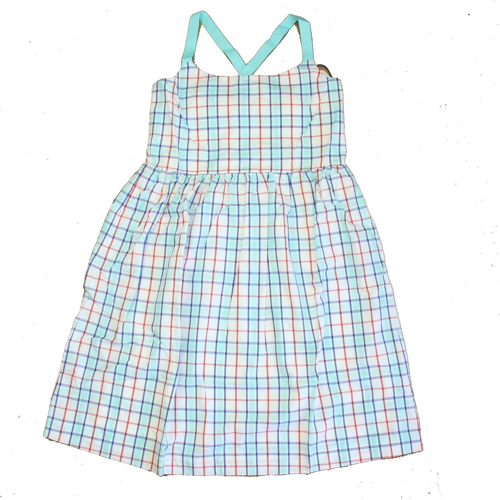Classic Prep Girls Surf’s Up Plaid Dress 7805839933500