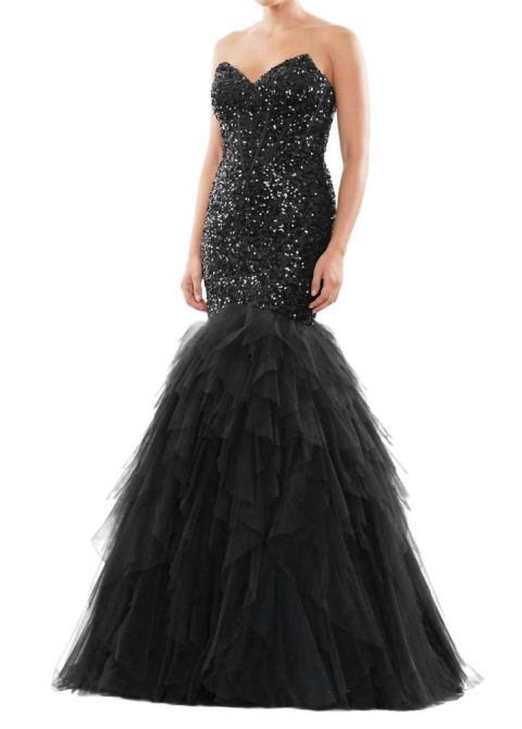 Sequin Mermaid Prom Dress In Black 7833297485884