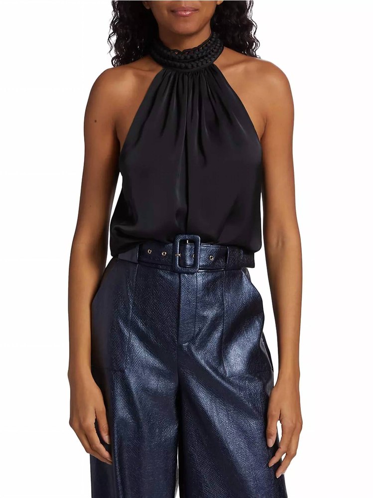 Everleigh Braided Halter Top In Black 7704796725308