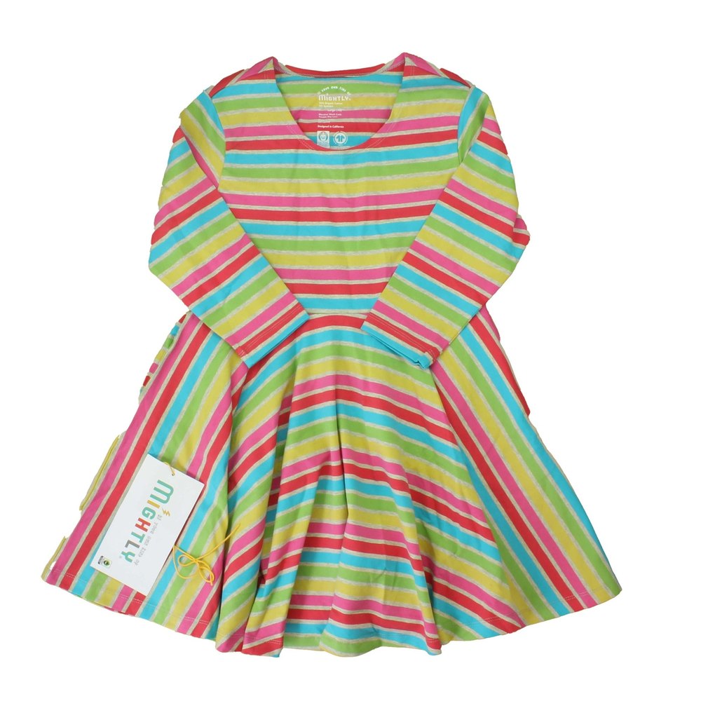 Mightly Girls Grey | Multi | Stripes Dress 7805841145916