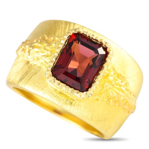 Buccellati Rigato 18K Yellow Gold Garnet Ring BU08-070824 7705563922492