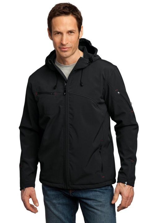 Port Authority Men’s Textured Hooded Soft Shell Jacket. J706