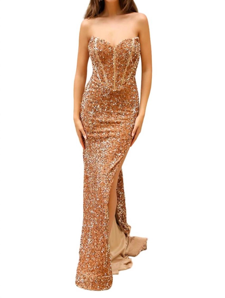 Sweatheart Neckline Mermaid Dress In Gold 7833319931964
