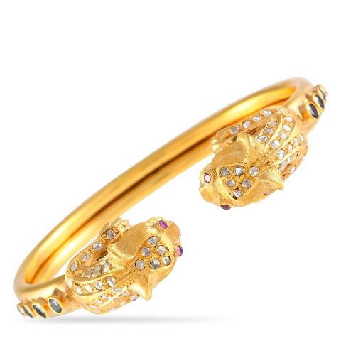 Ilias Lalaounis 18K Yellow Gold 1.0ct Diamond and Sapphire Bracelet IL01-070824 7705565429820