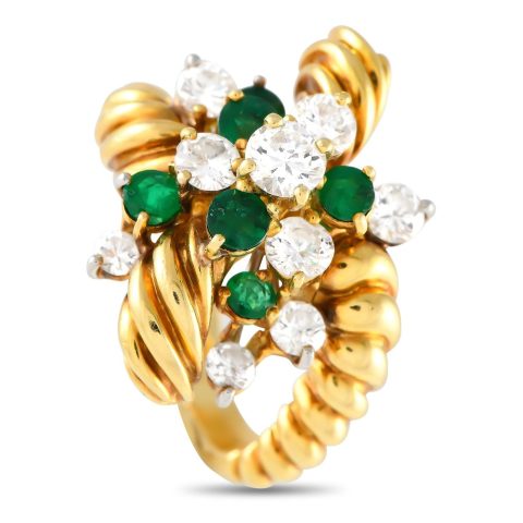 Kurt Wayne 18K Yellow Gold 1.51ct Diamond and Emerald Ring KW06-070824 7705564315708