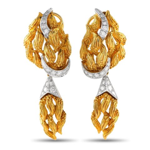 LB Exclusive Vintage 18K Yellow and White Gold 0.77ct Diamond Drop Earrings MF05-070824 7705566543932