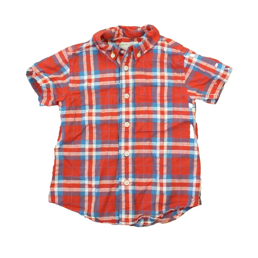 Crewcuts Boys Red | White | Blue Button Down Short Sleeve 7805843931196