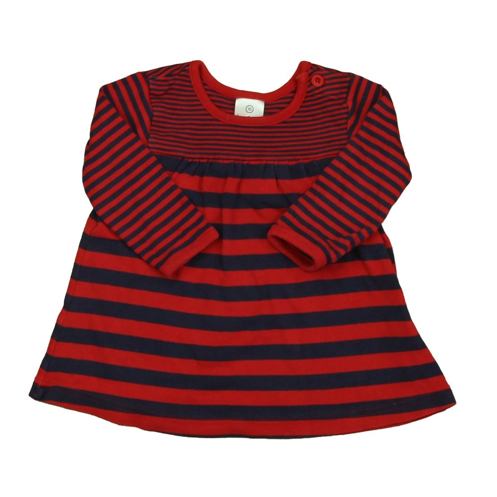 Hanna Andersson Girls Red | Navy Stripe Dress 7805843505212