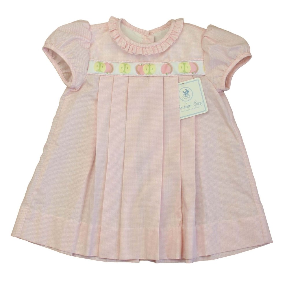 Brother & Sissy Girls Pink | White Apples Dress 7805844029500
