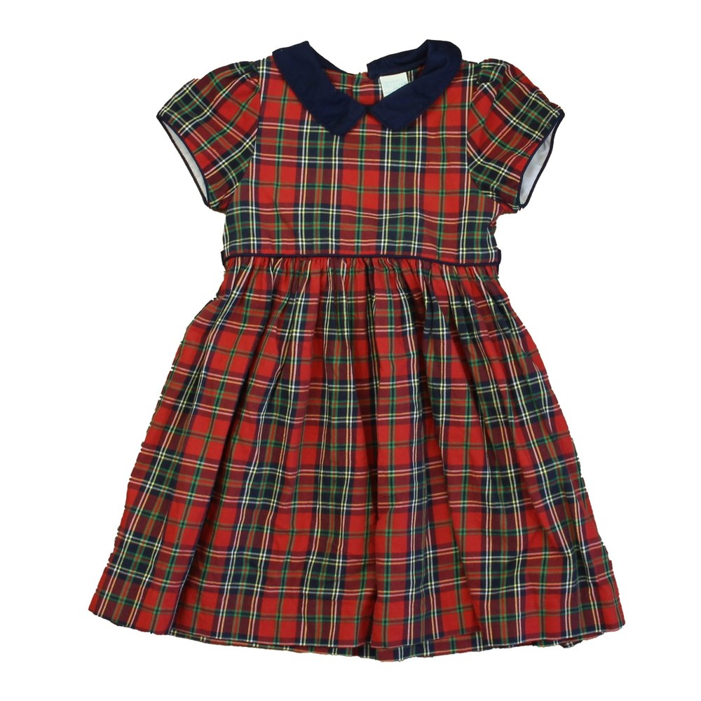 Edgehill Collections Girls Red | Navy Plaid Dress 7805845766204