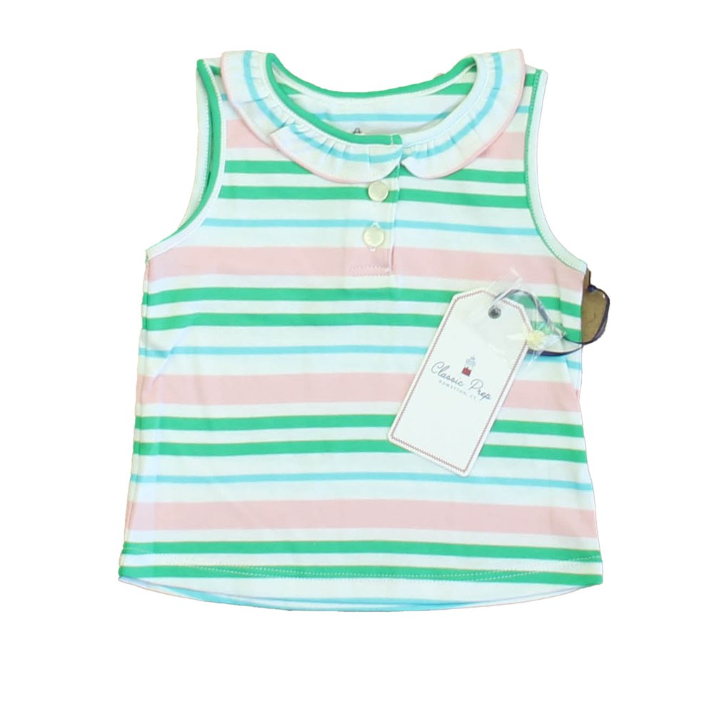 Classic Prep Girls Lilly’s Pink Multistripe Polo Shirt Size: 12-18 Months 7805857103932
