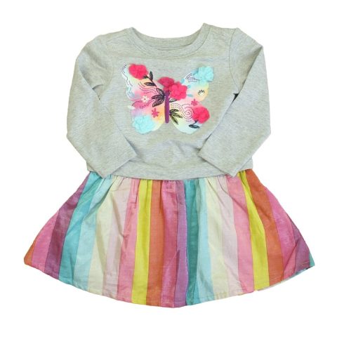 Hatley Girls Gray | Pink Butterfly Dress 7805861625916