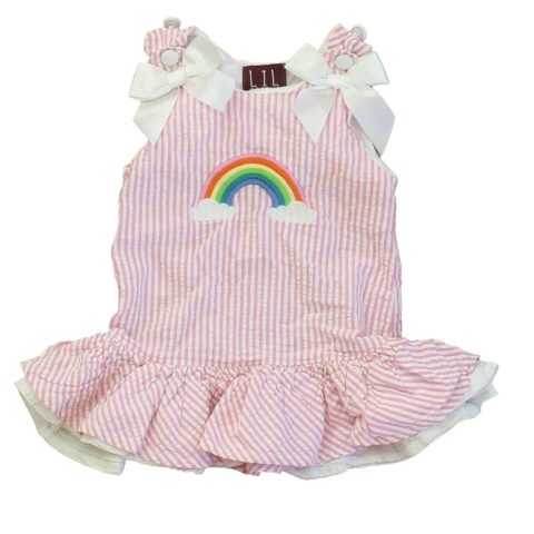 Lil Cactus Girls Pink | White Rainbow Dress 7805862150204