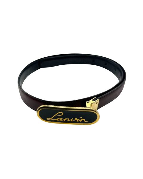 Lanvin Leather Belt With Brown Logo Buckle 7705720815676