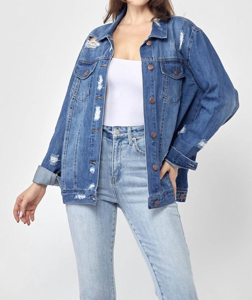90’s Distressed Jacket In Medium Blue 7833365938236