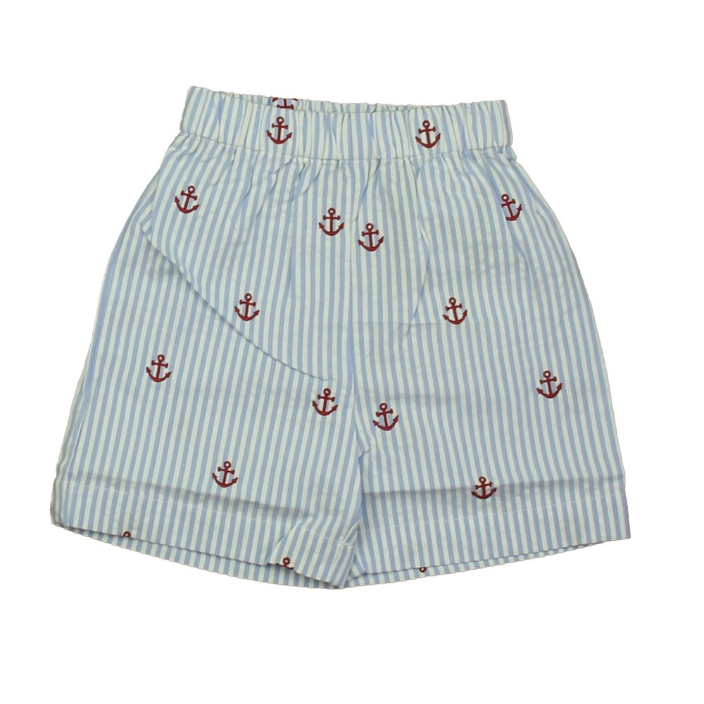 Classic Prep Boys Red Anchors on Blue Seersucker Shorts Size: 12-24 Months 7805873979452