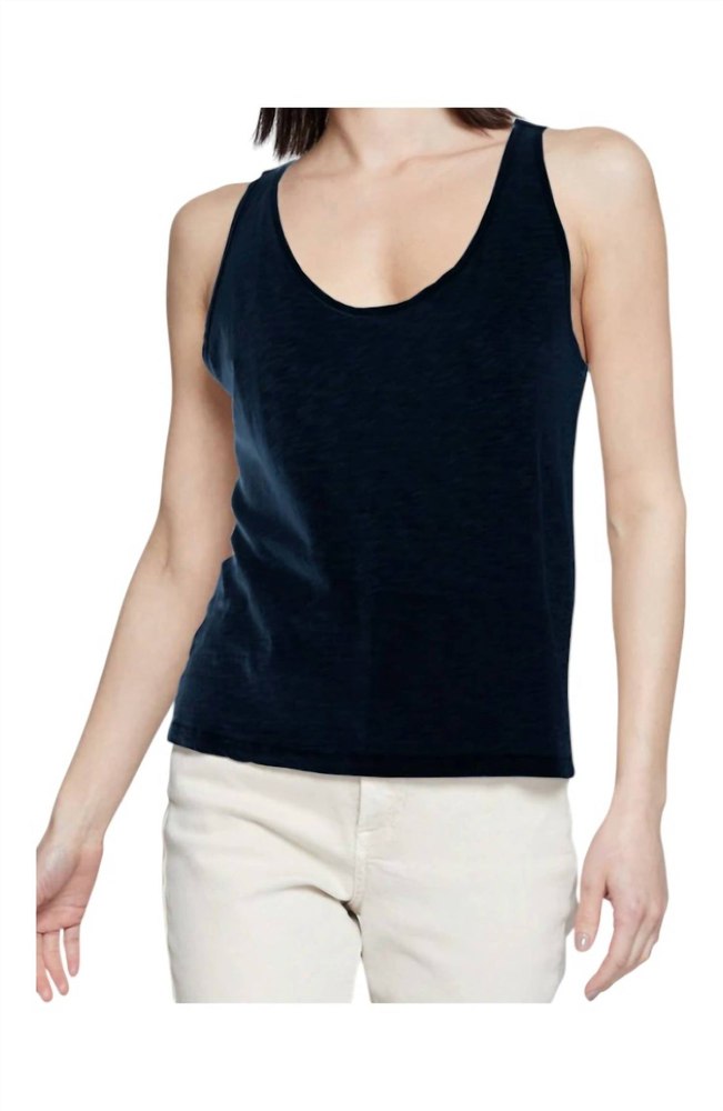 Scooped Tank Top In Navy 7833380356156