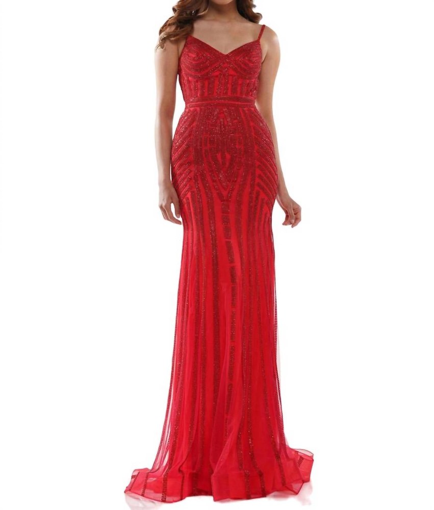 Rhinestone Prom Dress In Red 7833382453308