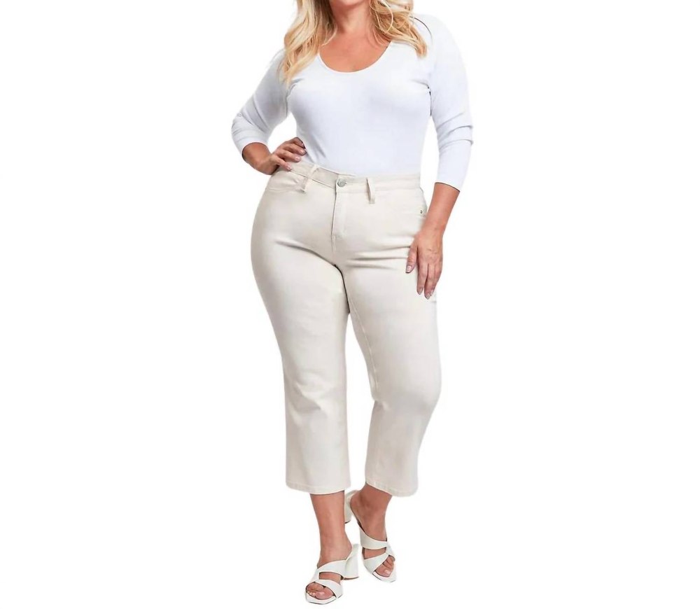 Mid-Rise Wide Leg Cropped Pants In Gardenia 7833386549308