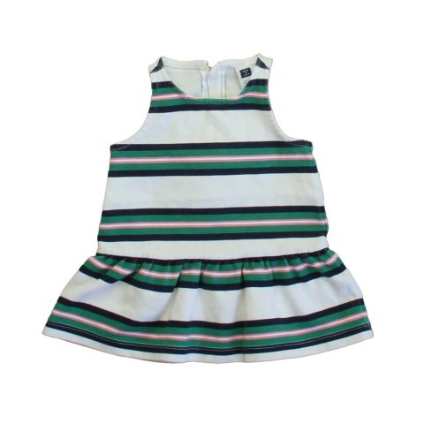 Janie and Jack Girls White | Green | Navy Stripe Dress 7805882957884