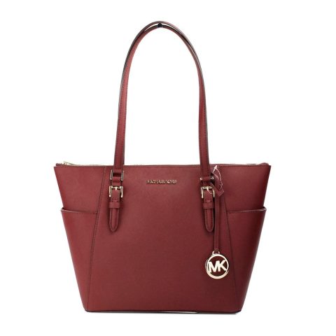 Michael Kors Charlotte Cherry Large Leather Top Zip Tote Bag Women’s Purse