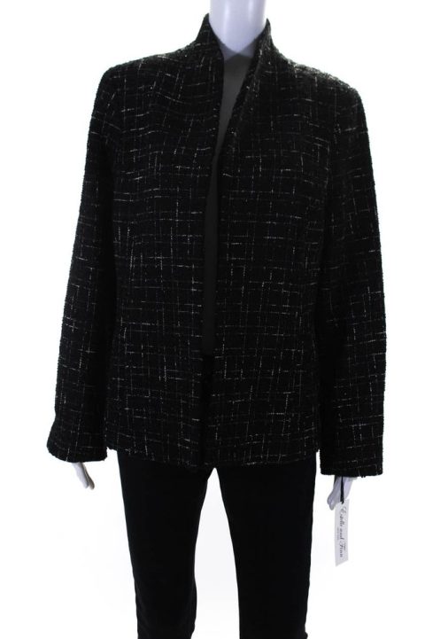 Estelle & Finn Womens Boucle Tweed Open Front Jacket Red Black White 7833399132220