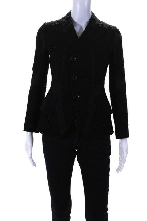 Shiro Sakai Womens New Classic Tailored Boucle Blazer Jacket Black 7833406046268