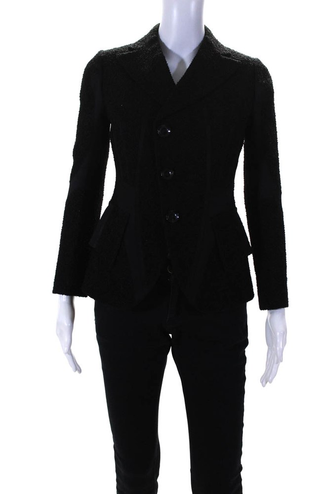 Shiro Sakai Womens New Classic Tailored Boucle Blazer Jacket Black 7833406046268