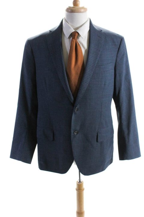 Loro Piana Mens Wool Paisley Lined Striped Buttoned Blazer Blue 7833415876668