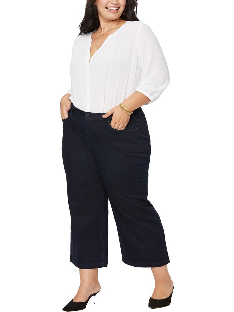 Plus Womens High Rise Ankle Wide Leg Jeans 7705948094524
