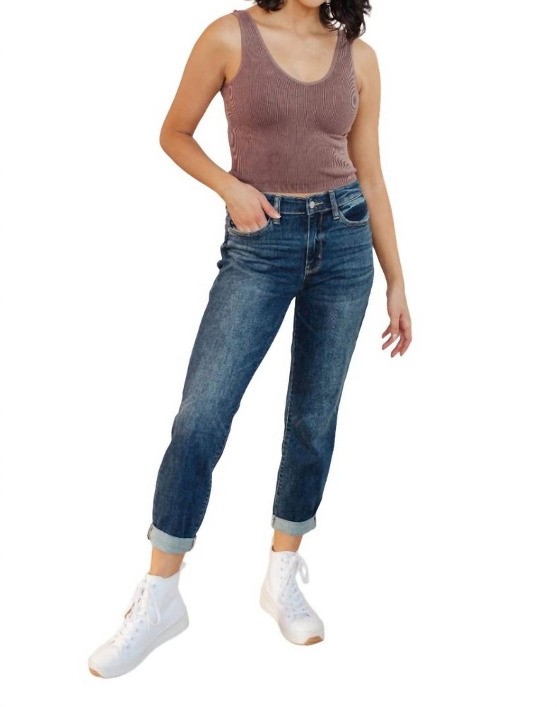 Midrise Cuffed Boyfriend Jeans In Medium Wash 7705951240252