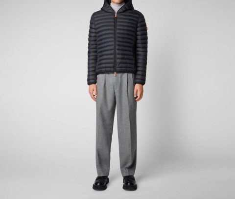 Men’s Puffer Hoodie Coat In Black