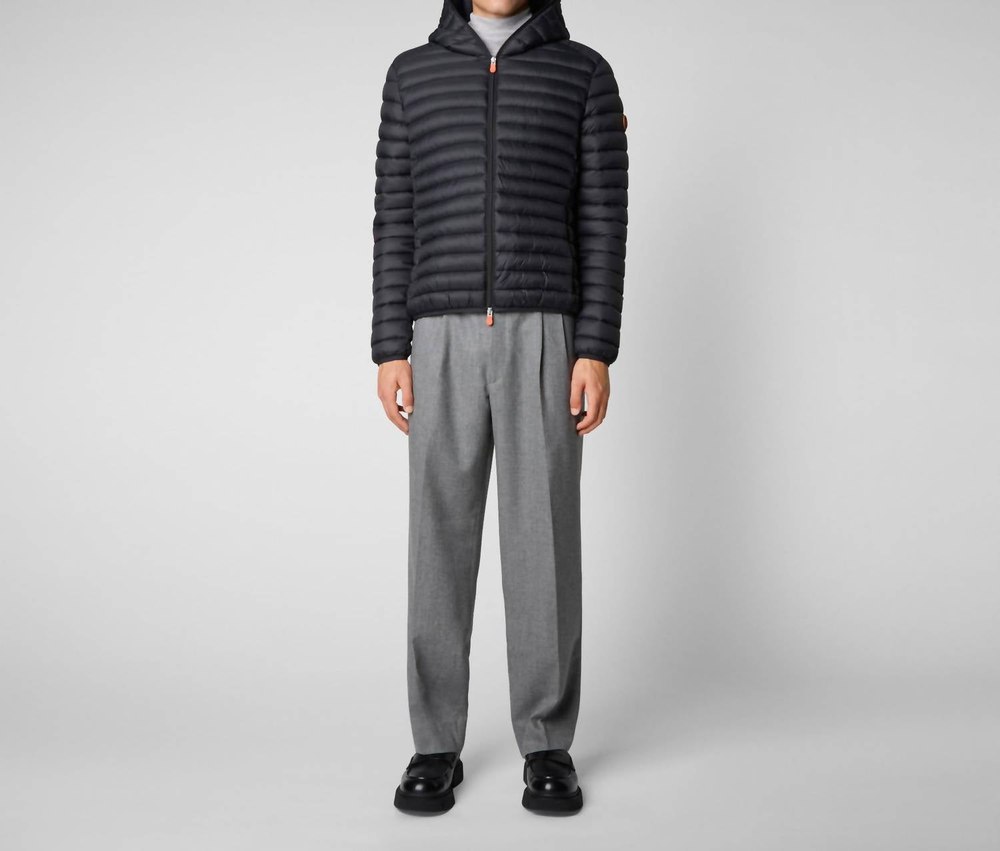Men’s Puffer Hoodie Coat In Black