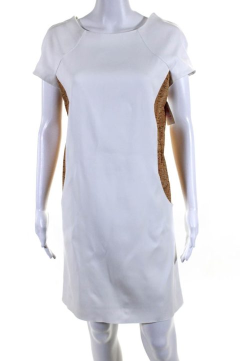 Courreges Womens Short Sleeves Empiecement Dress White Brown 7833451528252