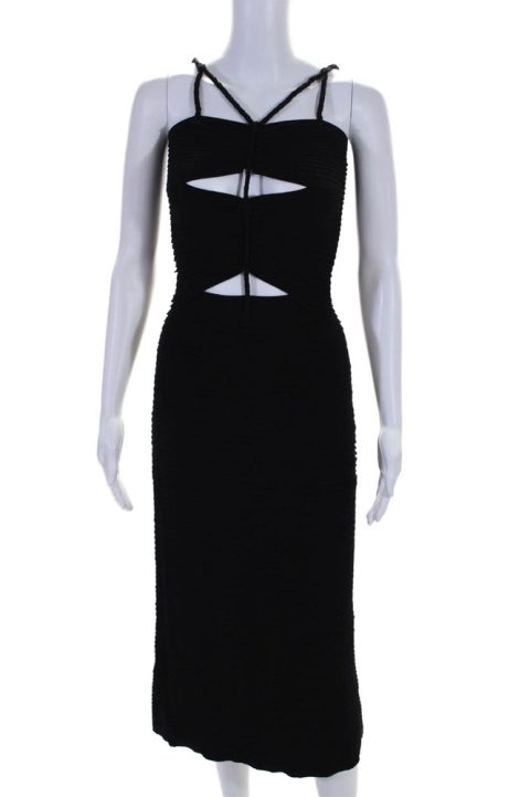 Altuzarra Womens Pleated Sweetheart Strappy Cut-Out Maxi Dress Black 7833435996220