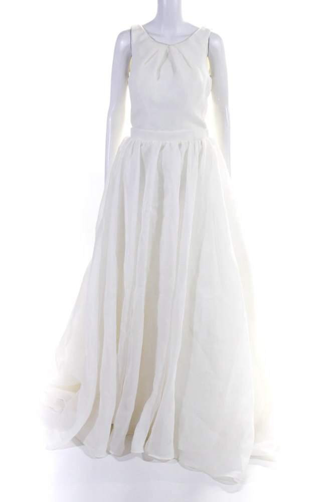 Maggie Sottero Couture Womens Round Neck Sleeveless Wedding Dress White 7833427935292