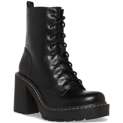 Lion Faux Leather Zipper Combat & Lace-up Boots