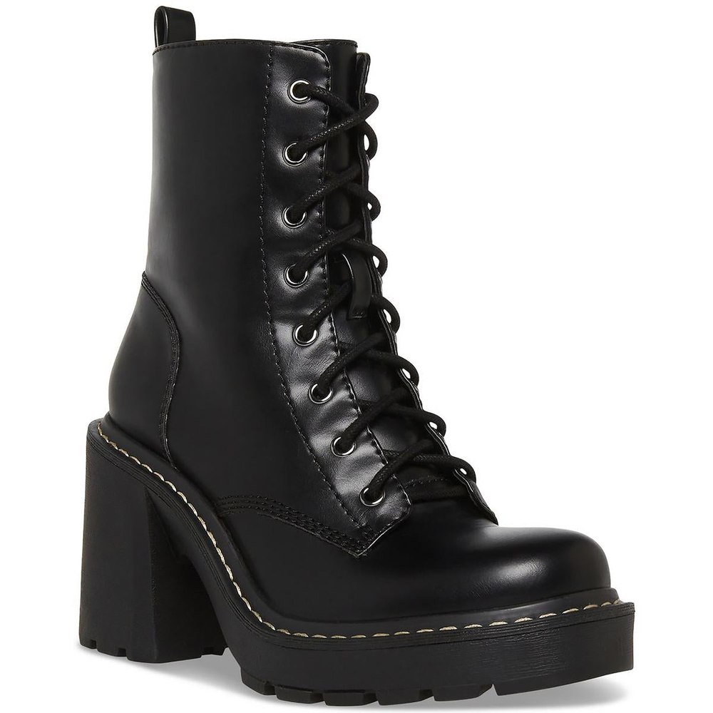 Lion Faux Leather Zipper Combat & Lace-up Boots
