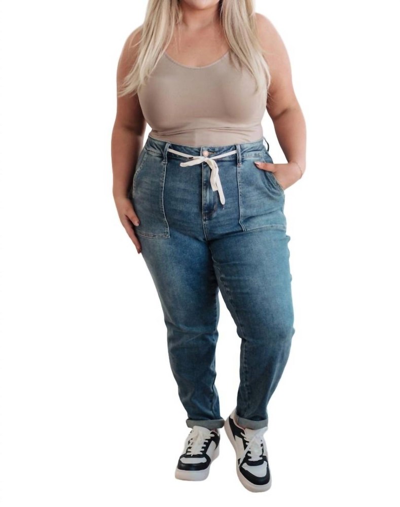 Pull On Denim Joggers In Medium Wash 7706021625916