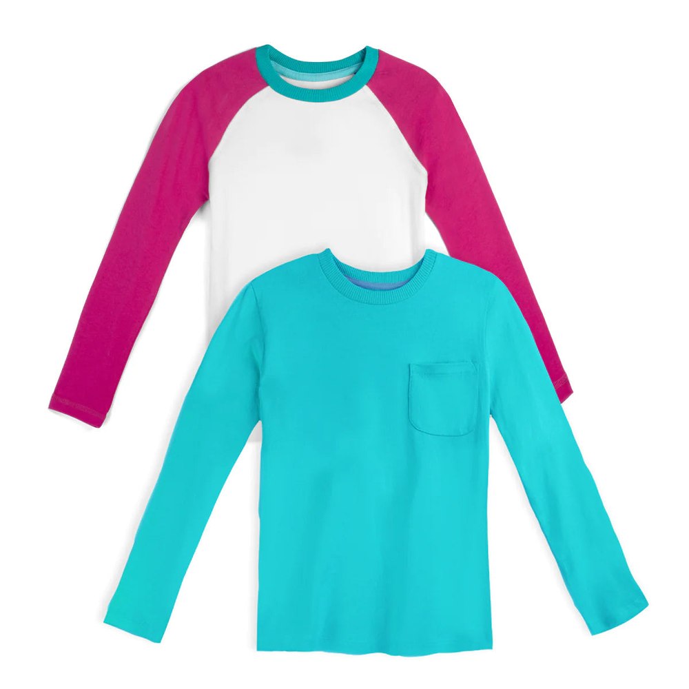 Mightly Girls Raspberry and Teal Long Sleeve T-Shirt 7805910712380