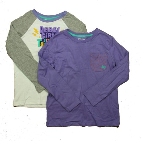 Mightly Girls White | Purple Gray Long Sleeve T-Shirt 7805915201596