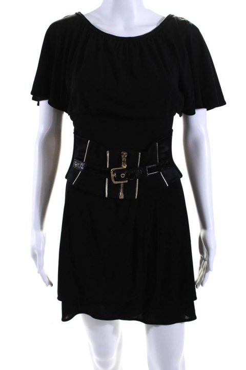 Dolce and Gabbana Womens A Line Zipper Belted Dress Black 7833478103100