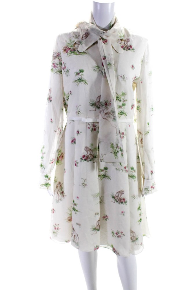 Giambattista Valli Womens Silk Floral Print Georgette Dress White 7833456017468