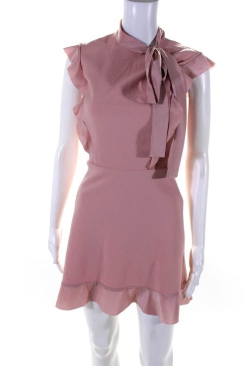 RED Valentino Womens Back Zip Mock Neck Ruffled Sheath Dress Pink 7833469452348
