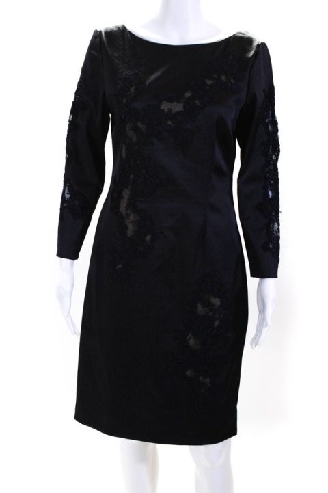Rene Ruiz Womens V Back Cocktail Dress Navy Blue 7833481805884