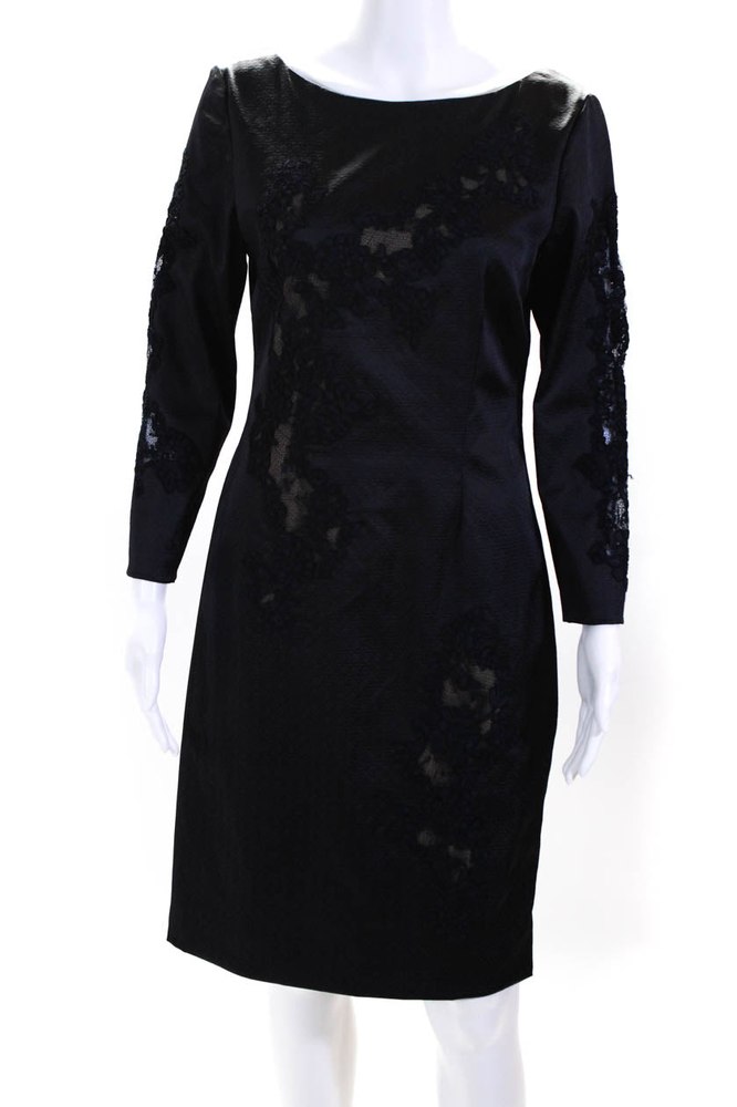 Rene Ruiz Womens V Back Cocktail Dress Navy Blue 7833481805884