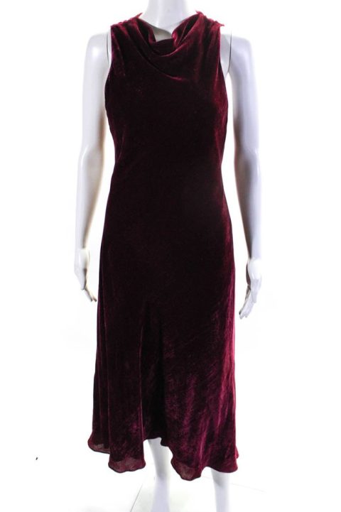 Sies Marjan Womens Rib Velvet Sleeveless Round Neck A-Line Maxi Dress Red 7833493700668