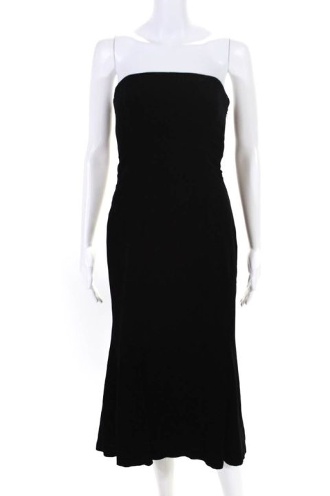 Ralph Lauren Black Label Womens Strapless Velvet Midi Dress Gown Black 7833486000188